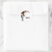 Blume MONOGRAMM boho burgundy Bouquet Runder Aufkleber (Tasche)