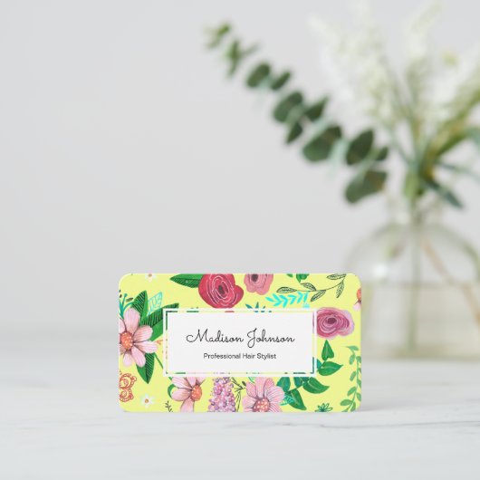 Blume | Monogramm Custom | Visitenkarten Visitenkarte (Stehend Vorderseite)