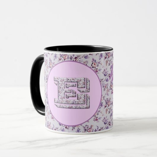 Blume Monogramm E Tasse (Vorderseite Links)