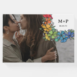 Blume Monogramm Foto LGBTQ Hochzeit Gästebuch