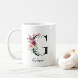Blume Monogramm G Individuelle Name Kaffeetasse