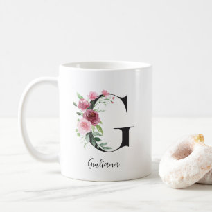 Blume Monogramm G Individuelle Name Kaffeetasse