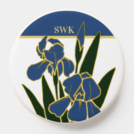 BLUME-MONOGRAMM-INITIALE BLAUE IRIS PopSocket