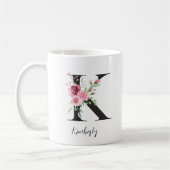 Blume Monogramm K Individuelle Name Kaffeetasse (Links)
