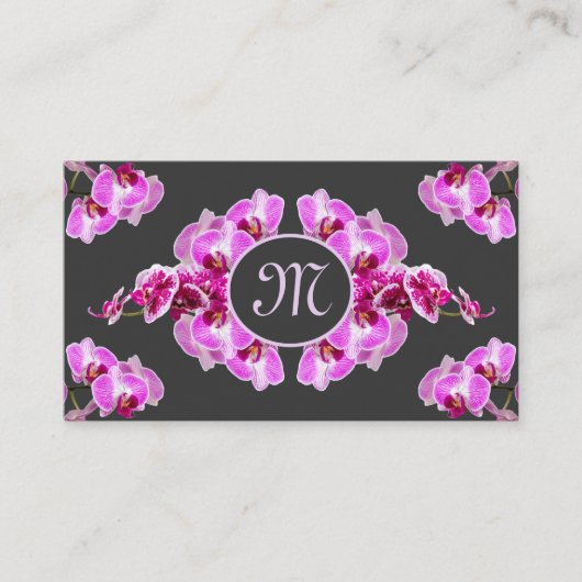 Blume-Monogramm-Kalligraphie QR-Code Visitenkarte (Vorderseite)