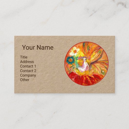 BLUME MONOGRAMM-Papier mit roter Gelbe Kraft Visitenkarte (Vorderseite)