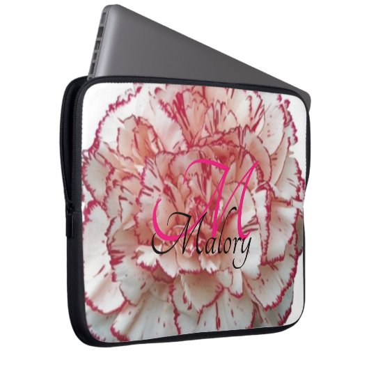 Blume Monogramm Personalisierter Laptop-Sieb Laptopschutzhülle (Vorne Rechts)