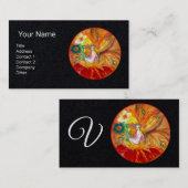 BLUME MONOGRAMM Rot-Gelb-Schwarzpapier Visitenkarte (Vorne/Hinten)