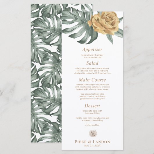 Blume Monstera Menükarte (Vorne/Hinten)