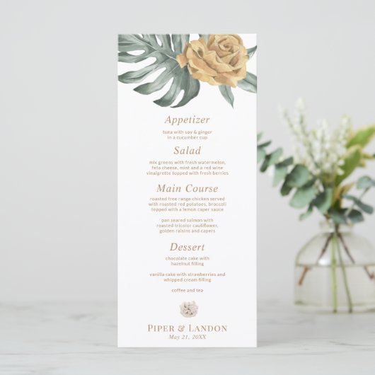 Blume Monstera Menükarte (Stehend Vorderseite)