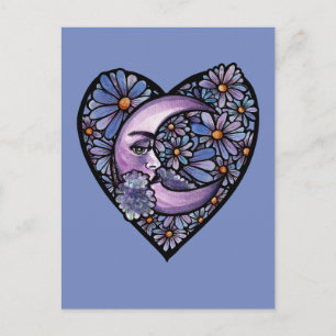 Blume Moon Goddess Purple Blumen Mondkind Postkarte