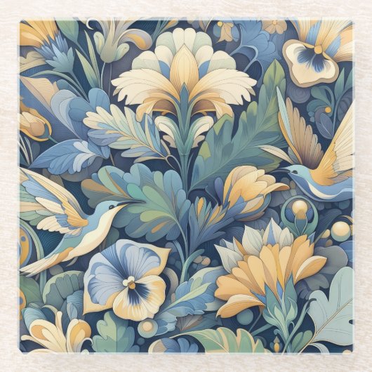 Blume Morris Art Glasuntersetzer (Vorderseite)