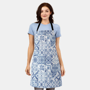 Blume Mosaik, blaues Mosaikmuster Schürze