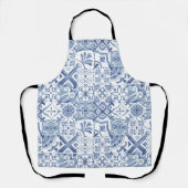 Blume Mosaik, blaues Mosaikmuster Schürze (Vorderseite)