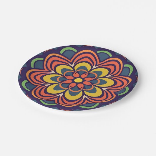 Blume-Mosaik Pappteller (Schrägansicht)