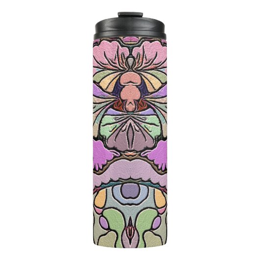 Blume Mosaik rosa Pansy blumengeschmückt Thermosbecher (Vorderseite)