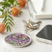 Blume Mosaik rosa Pansy floralelegant Schlüsselanhänger (Seite)