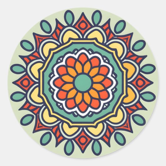 Blume-Mosaik Runder Aufkleber (Vorderseite)