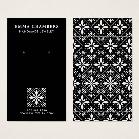 Blume Motif Black Earring Juwelen (Vorne & Hinten)