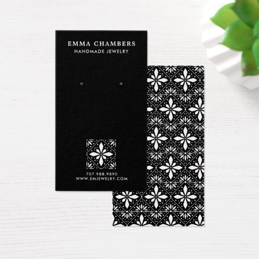 Blume Motif Black Earring Juwelen (Schreibtisch)