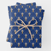 Blume Motif: Blau, Gold und Weiß Deco Fan Geschenkpapier Set (Beispiel)