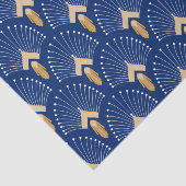 Blume Motif: Blau, Gold und Weiß Deco Fan Seidenpapier (Ausschnitt)