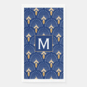 Blume Motif: Blau, Gold und Weiß Deco Fan Serviette (Vorderseite)