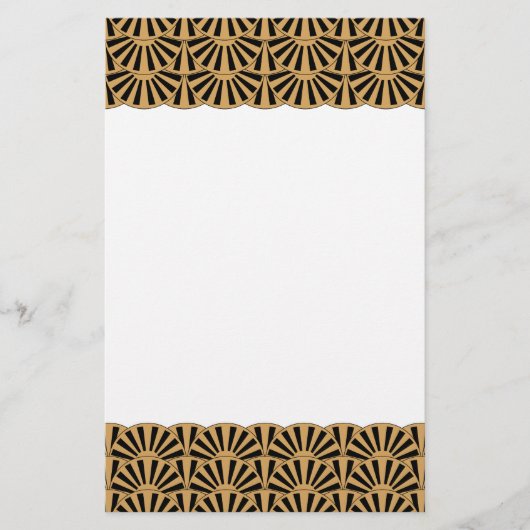 Blume Motif für das Schwarze Déco Briefpapier (Vorderseite)