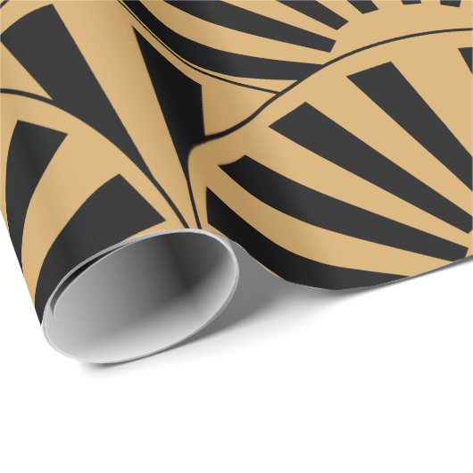 Blume Motif für das Schwarze Déco Geschenkpapier (Rolleneckpunkt)