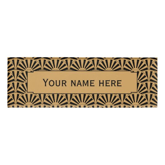 Blume Motif für das Schwarze Déco Namenschild (Vorderseite)