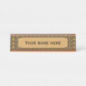 Blume Motif für das Schwarze Déco Schreibtischnamensplakette (Vorderseite )