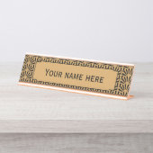 Blume Motif für das Schwarze Déco Schreibtischnamensplakette (Vorderseite )