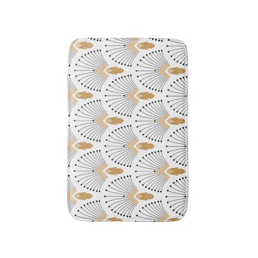 Blume Motif: Schwarz-Weiß-Deco-Deco-Fan Badematte (Vorderseite Vertikal)