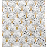 Blume Motif: Schwarz-Weiß-Deco-Deco-Fan Duschvorhang (Vorderseite)