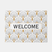 Blume Motif: Schwarz-Weiß-Deco-Deco-Fan Fußmatte (Vorderseite)