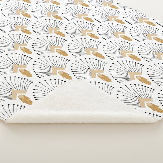 Blume Motif: Schwarz-Weiß-Deco-Deco-Fan Sherpadecke (3/4)