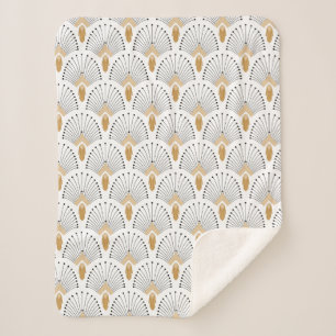 Blume Motif: Schwarz-Weiß-Deco-Deco-Fan Sherpadecke