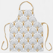 Blume Motif: Schwarz-Weiß-Deco-Deco Schürze (Vorderseite)