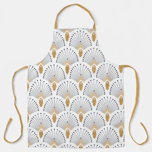 Blume Motif: Schwarz-Weiß-Deco-Deco Schürze (Vorderseite)