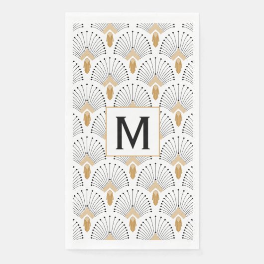 Blume Motif: Schwarz-Weiß-Deco-Deco Serviette (Vorderseite)