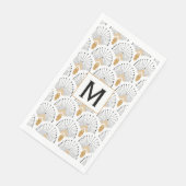 Blume Motif: Schwarz-Weiß-Deco-Deco Serviette (Ecke)