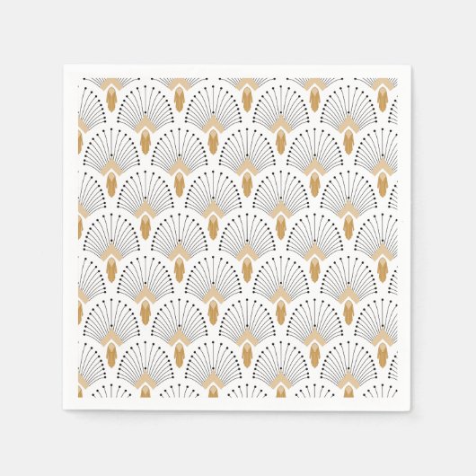 Blume Motif: Schwarz-Weiß-Deco-Deco Serviette (Vorderseite)