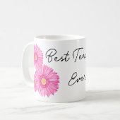 Blume Motiv Bester Lehrer je Kaffeetasse (Vorderseite Links)
