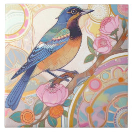 Blume Multicolor Bird Rainbow Nature Floral Fliese