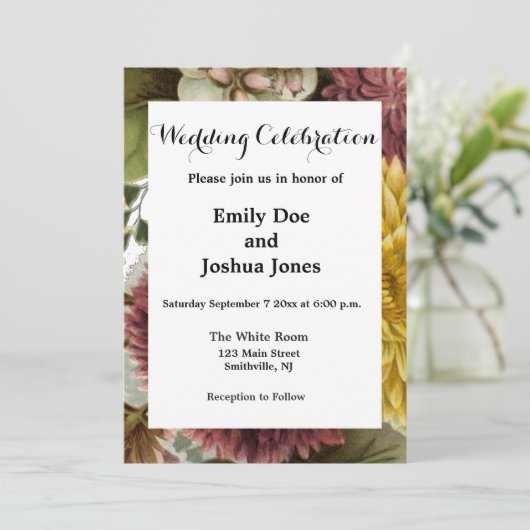 Blume Mum Floral Einladung (Stehend Vorderseite)