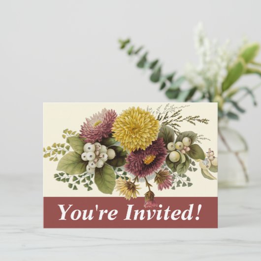 Blume Mum Floral Einladung (Stehend Vorderseite)