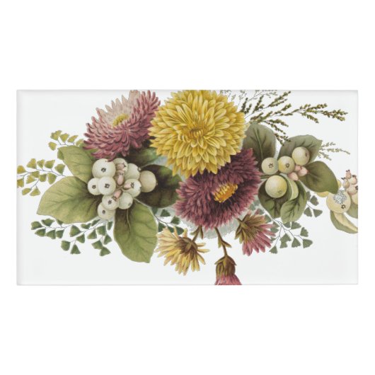 Blume Mum Floral Namenschild (Vorderseite)