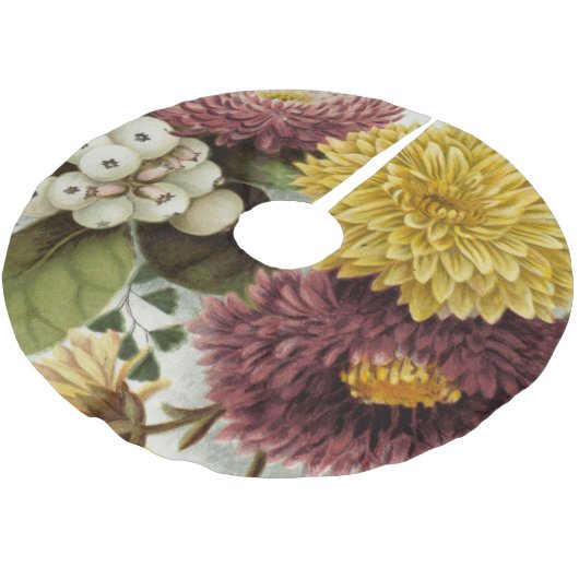 Blume Mum Floral Polyester Weihnachtsbaumdecke (Schrägansicht)