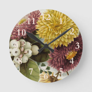 Blume Mum Floral Runde Wanduhr