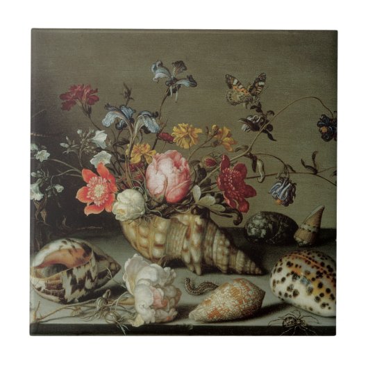 Blume, Muscheln und Insekten Balthasar van der Ast Fliese (Vorderseite)